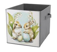 Jubonexis Cubos de almacenamiento de acuarela con huevos y flores, cubos de almacenamiento, plegables, decorativas, de tela, organizadores para el hogar con asas para estantes, armario, 27 x 27 cm