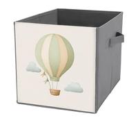 Jubonexis Cubos de almacenamiento de globos de aire caliente de acuarela, cubos de almacenamiento, plegables, cestas de almacenamiento decorativas de tela, organizadores para el hogar con asas para