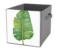 Jubonexis Cubos de almacenamiento de hojas de plátano de acuarela individuales, cubos de almacenamiento, plegables, cestas de almacenamiento de tela decorativas, organizadores del hogar con asas para