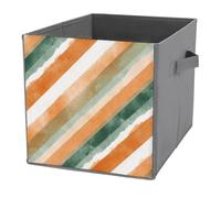 Jubonexis Cubos de almacenamiento de rayas diagonales de acuarela, cubos de almacenamiento, plegables, cestas de almacenamiento de tela decorativas, organizadores para el hogar con asas para estantes