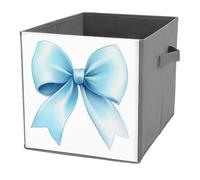 Jubonexis Cubos de almacenamiento decorativos con lazo azul pastel de acuarela, cubos de almacenamiento, plegables, cestas de almacenamiento de tela decorativas, organizadores del hogar con asas para