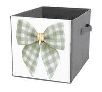 Jubonexis Cubos de almacenamiento minimalistas de acuarela verde salvia con lazo, cubos de almacenamiento, plegables, cestas de almacenamiento de tela decorativas, organizadores para el hogar con asas