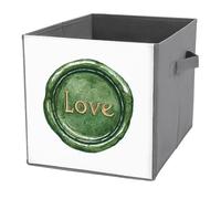 Jubonexis Cubos de almacenamiento plegables decorativos de tela con diseño de sello de cera de Navidad en acuarela, con asas para estantes, armario, 27 x 27 cm