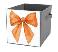 Jubonexis Cubos de almacenamiento plegables y decorativos de tela con lazo de coqueta de acuarela naranja, organizadores para el hogar con asas para estantes, armario, 27 x 27 cm