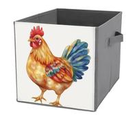 Jubonexis Cubos de almacenamiento simples de pollo en acuarela, cubos de almacenamiento, plegables, cestas de almacenamiento de tela decorativas, organizadores para el hogar con asas para estantes