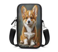 Jubonexis Cute Corgi Puppy Crossbody - Bolsa para teléfono móvil con correa ajustable, color negro