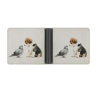 Jubonexis Cute Dog and A Dove - Cartera plegable de piel sintética suave, monedero para tarjetas de crédito, tarjetero duradero, billetera delgada para hombres y mujeres, almacenamiento de dinero