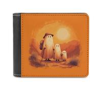 Jubonexis Cute Ghost Family on A Hike - Cartera plegable de piel sintética suave, monedero, funda para tarjetas de crédito, tarjetero duradero, billetera delgada para hombres y mujeres, almacenamiento