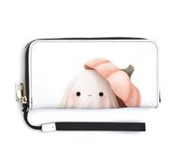 Jubonexis Cute Ghost in A Pumpkin - Cartera larga de piel sintética plegable, monedero, funda para tarjetas de crédito, almacenamiento de dinero duradero para mujeres y hombres