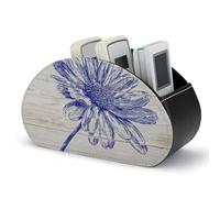 Jubonexis Daisy on A - Soporte de control remoto de madera blanca con 5 compartimentos, organizador de escritorio