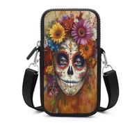 Jubonexis Day of The Dead Woman Gothic Skull Crossbody - Bolsa para teléfono móvil con correa ajustable, color negro