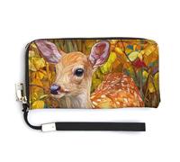 Jubonexis Deer in The Forest - Cartera de piel sintética larga y plegable, monedero, funda para tarjetas de crédito, almacenamiento de dinero duradero para mujeres y hombres