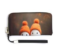 Jubonexis Dos bonitos fantasmas en un bosque otoñal de piel sintética, cartera larga y plegable, monedero, funda para tarjetas de crédito, almacenamiento de dinero duradero para mujeres y hombres