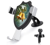 Jubonexis Dos campanas doradas nevadas Evergreen Tree Soporte para teléfono de coche, base de clip triangular, soporte para teléfono celular, accesorios automotrices para teléfonos inteligentes de 4 a