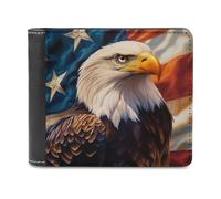 Jubonexis Eagle on an American Flag - Cartera plegable de piel sintética suave, monedero, funda para tarjetas de crédito, tarjetero duradero, billetera delgada para hombres y mujeres, almacenamiento