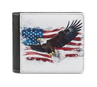 Jubonexis Eagle on an American Flag - Cartera plegable de piel sintética suave vintage, monedero, funda para tarjetas de crédito, tarjetero duradero, billetera delgada para hombres y mujeres