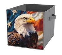 Jubonexis Eagle on An American Flag Cube - Cubos de almacenamiento plegables y decorativos de tela, organizadores para el hogar con asas para estantes, armario, 27 x 27 cm