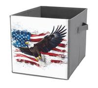 Jubonexis Eagle on An American Flag - Cubo de almacenamiento con diseño de bandera estadounidense, cubos de almacenamiento, plegables, decorativas, de tela, organizadores para el hogar con asas para