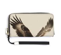 Jubonexis Eagle with Spread Wings - Cartera de piel sintética larga y plegable, monedero, funda para tarjetas de crédito, almacenamiento de dinero duradero para mujeres y hombres