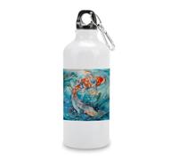 Jubonexis Elegant Fish in Flowing - Botella de agua de aluminio para viajes, botella deportiva con hebilla de tapa giratoria para hombres y mujeres, camping, senderismo, 600 ml