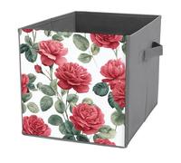 Jubonexis Elegantes cubos de almacenamiento de acuarela con racimos de rosas, cubos de almacenamiento, plegables, cestas de almacenamiento de tela decorativas, organizadores para el hogar con asas