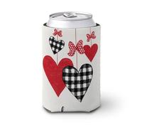 Jubonexis Enfriador de latas de cerveza, día de San Valentín, corazones rojos grandes, enfriador de cerveza, soporte de bebidas aislado suave para fiestas, playa, eventos, hogar