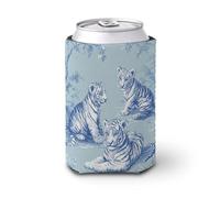 Jubonexis Enfriador de latas de cerveza, tres tigres tonos azules, enfriador de cerveza, soporte de bebidas aislado suave para fiestas, playa, eventos, hogar