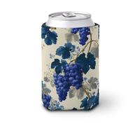 Jubonexis Enfriador de latas de cerveza, uvas azules maduras con hojas azul marino oscuras, enfriador de cerveza, soporte de bebidas aislado suave para fiestas, playa, eventos, hogar
