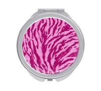 Jubonexis Espejos de bolsillo con estampado de tigre rosa para mujer, pequeño espejo portátil para maquillaje de viaje