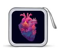 Jubonexis Estuche de almacenamiento portátil con corazón humano con un bosque mágico para CD, DVD, para coche, hogar, viajes