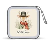 Jubonexis Estuche de almacenamiento portátil con diseño de reno de Navidad vintage Let It Snow para coche, casa o viajes