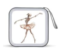Jubonexis Estuche de almacenamiento portátil para CD de ballet con diseño de esqueleto bailando para coche, casa o viajes
