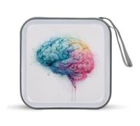 Jubonexis Estuche de almacenamiento portátil para CD, DVD, diseño abstracto de cerebro de acuarela para coche, hogar, viajes