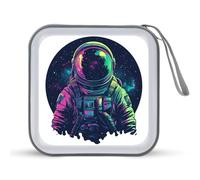 Jubonexis Estuche de almacenamiento portátil para CD, DVD, diseño de astronauta retro para coche, casa o viajes