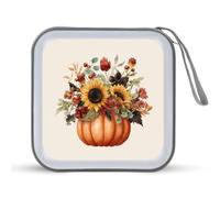 Jubonexis Estuche de almacenamiento portátil para CD, DVD, diseño de calabaza, girasoles, vintage, para coche, casa, viajes