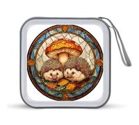 Jubonexis Estuche de almacenamiento portátil para CD, DVD, diseño de erizos y hongos gigantes, ideal para coche, casa o viajes