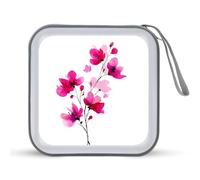 Jubonexis Estuche de almacenamiento portátil para CD, DVD, diseño de flores rosas intensas en acuarela para coche, hogar, viajes