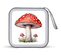 Jubonexis Estuche de almacenamiento portátil para CD, DVD, diseño de hongos rojos, acuarela, para coche, hogar, viajes