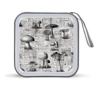 Jubonexis Estuche de almacenamiento portátil para CD, DVD, diseño de hongos vintage en el periódico