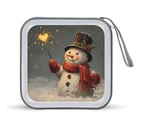 Jubonexis Estuche de almacenamiento portátil para CD, DVD, diseño de muñeco de nieve de Navidad, vintage, para coche, hogar, viajes