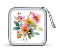 Jubonexis Estuche de almacenamiento portátil para CD, DVD, diseño de ramo de flores rosas, naranjas, verdes, para coche, hogar, viajes