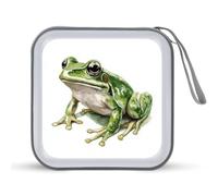 Jubonexis Estuche de almacenamiento portátil para CD, DVD, diseño de rana de acuarela vintage para coche, hogar, viajes