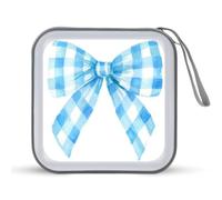 Jubonexis Estuche de almacenamiento portátil para CD o DVD, diseño a cuadros, color azul acuarela