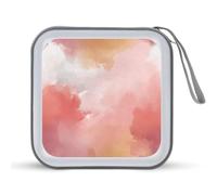 Jubonexis Estuche de almacenamiento portátil para CD o DVD, diseño abstracto de acuarela, suave, pastel, melocotón, rosa polvoriento, para coche, hogar, viajes