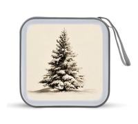 Jubonexis Estuche de almacenamiento portátil para CD o DVD, diseño de árbol de Navidad en la nieve, acuarela, vintage, para coche, hogar, viajes