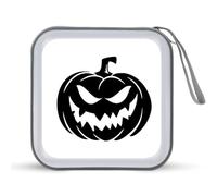 Jubonexis Estuche de almacenamiento portátil para CD o DVD, diseño de calabaza, diseño de silueta negra para coche, casa o viajes
