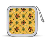 Jubonexis Estuche de almacenamiento portátil para CD o DVD, diseño de cuadros de Navidad, color amarillo
