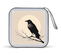 Jubonexis Estuche de almacenamiento portátil para CD o DVD, diseño de cuervo, pájaro negro, luna, gótico, para coche, hogar, viajes