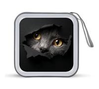 Jubonexis Estuche de almacenamiento portátil para CD y DVD con diseño de gato mirando a través de un agujero para coche, casa, viajes