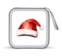 Jubonexis Estuche de almacenamiento portátil para CD y DVD con diseño de sombrero de Navidad de acuarela para coche, hogar, viajes